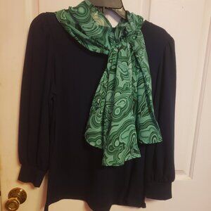 Dark Navy Blue Blouse with Beautiful Green designed